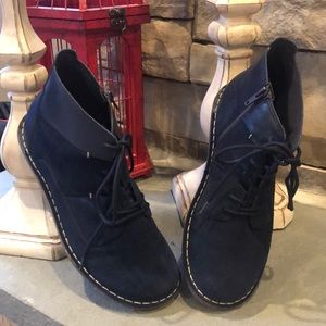 Clark’s Blue Suede Ankle Boots.